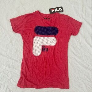 Fila Womens Red Graphic T-Shirt Logo Tee